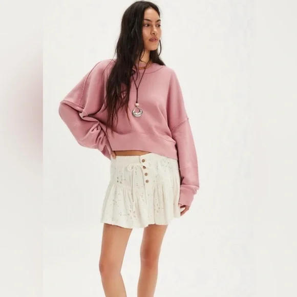 NWT FREE PEOPLE WE THE FREE HI-LO PULLOVER MAUVE BLOSSOM - Picture 2 of 4